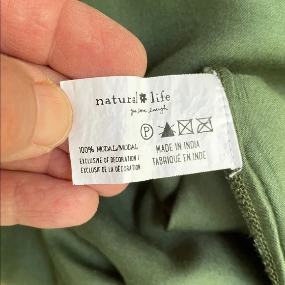 NATURAL LIFE Olive Green Blouse with Black Embroidery - Picture 16 of 16